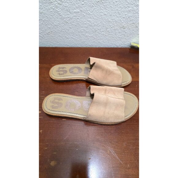 Sorel Women's Tan Suede Slide Sandals Slip-On Casual Flat Size 8.5 - Picture 2 of 8